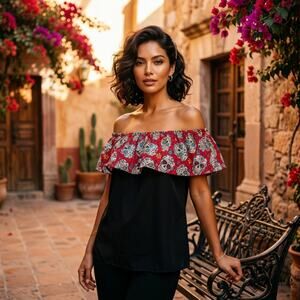 Mexican hand made  Blouse – Handmade design  peasent Large to extra large Lucha